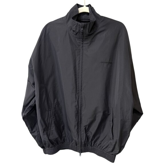 Balenciaga Black Nylon Jacket With "Free" Back Print & Embroidered Logo Size 50 - Picture 1 of 11